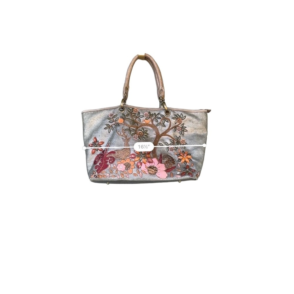 Anthropologie Ipa-Nima Handbag Tote Beaded Embroidered Floral Leather Handles - Picture 14 of 14